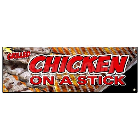 Signmission CHICKEN ON A STICK BANNER SIGN grilled skewer food snack fresh hot fried B-72 Chicken on a Stick